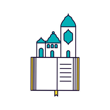 koran book with mosque castle ramadan kareem vector illustration designのイラスト素材