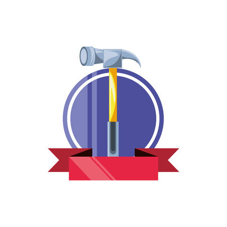 hammer tool with ribbon vector illustration designのイラスト素材