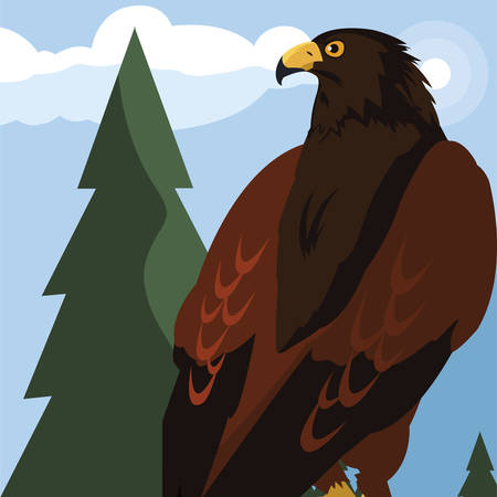 beautiful eagle majestic bird in the landsscape vector illustration designのイラスト素材