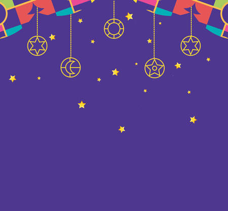 ramadan kareem decorative night with stars hanging vector illustration designのイラスト素材