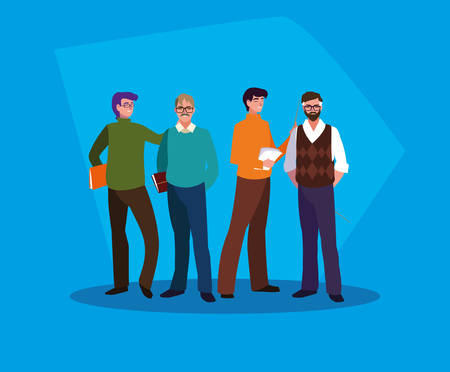 group of teachers men avatar character vector illustration designのイラスト素材