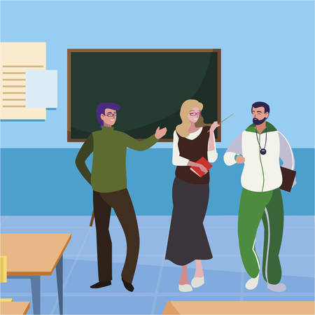 teachers classic and sports in the classroom vector illustration designのイラスト素材
