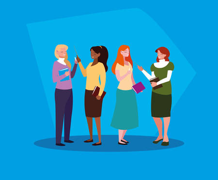 group of teachers girls avatar character vector illustration designのイラスト素材