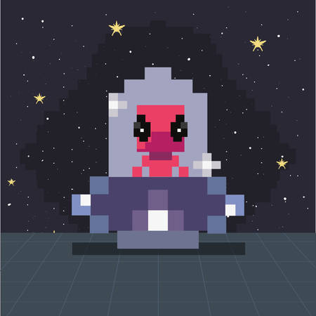 ufo invader battle video game retro vector illustration design