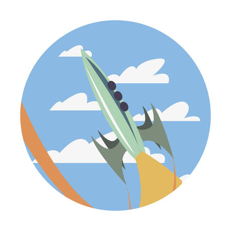 rocket spaceship flying in the sky vector illustrationのイラスト素材
