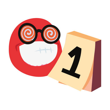 emoji face april fools day vector illustrationのイラスト素材