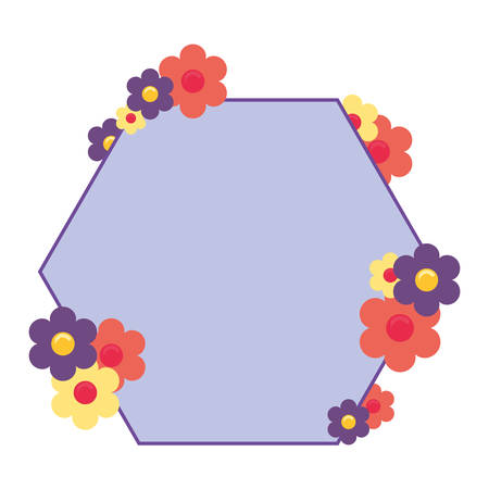 flowers badge decoration empty template vector illustrationのイラスト素材