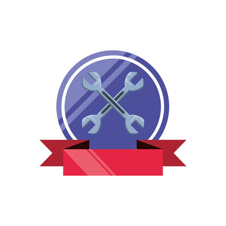 wrenches tools crossed with ribbon vector illustration designのイラスト素材