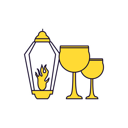 teapot lamp with chalice ramadan kareem vector illustration designのイラスト素材