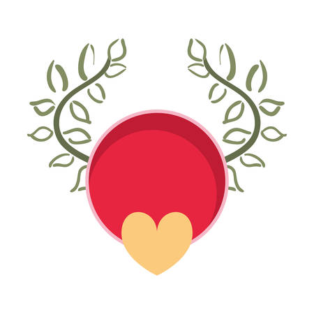 label romantic heart leaves white background vector illustrationのイラスト素材