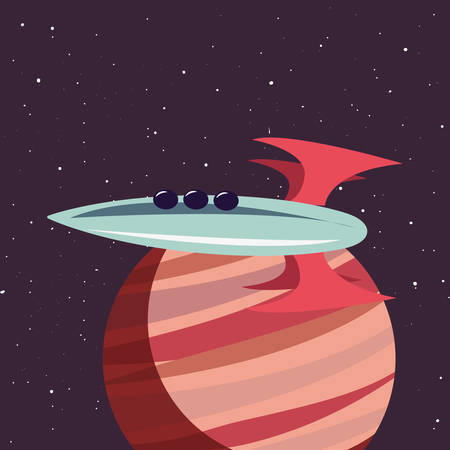 rocket planet space mission explore vector illustration designのイラスト素材