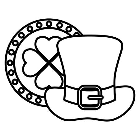 st patricks leprechaun hat with clover coin vector illustration designのイラスト素材
