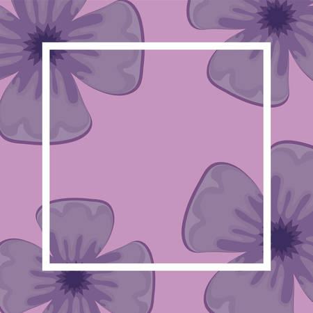 pattern of flowers and square frame vector illustration designのイラスト素材