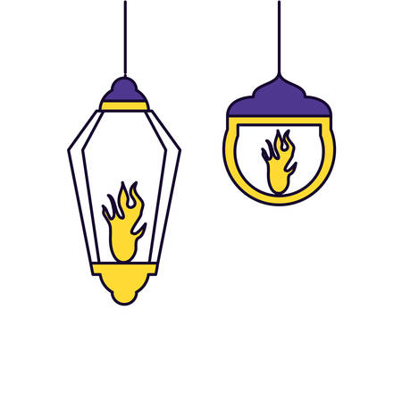Ramadan Kareem lamps hanging vector illustration designのイラスト素材