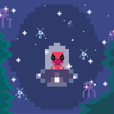 screen invaders battle video game retro vector illustration design