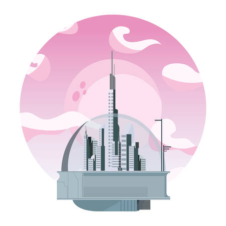 rocket colony futuristic space vector illustration designのイラスト素材