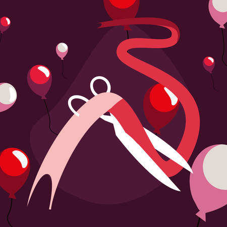 commercial grand opening scissors vector illustration designのイラスト素材
