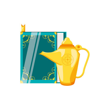 koran book with teapot ramadan kareem vector illustration designのイラスト素材