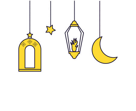 Ramadan Kareem lamps hanging vector illustration designのイラスト素材