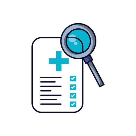 magnifying glass with document of hospital vector illustration designのイラスト素材
