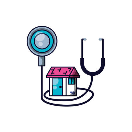 stethoscope medical with house building vector illustration designのイラスト素材