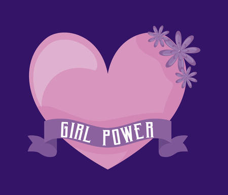 girl power celebration card with heart and flowers vector illustration designのイラスト素材