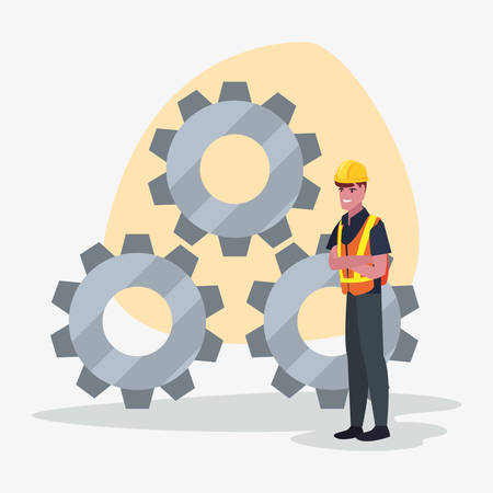 construction worker gears vector illustration design imageのイラスト素材