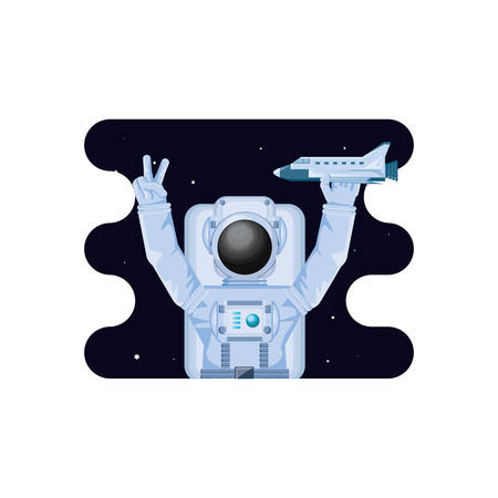 astronaut character in space scene vector illustration designのイラスト素材