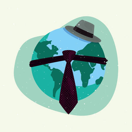 world tie hat happy fathers day vector illustrationのイラスト素材