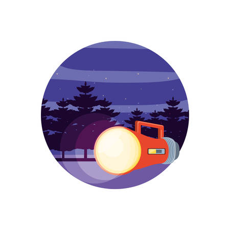 flashlight handle with landscape vector illustration designのイラスト素材