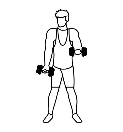 athletic man weight lifting character vector illustration designのイラスト素材