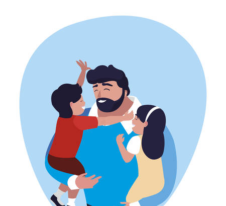 father with son and daughter characters vector illustration designのイラスト素材