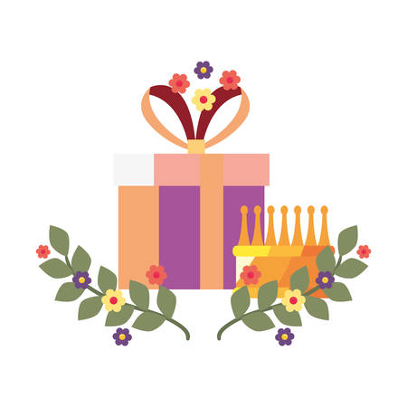 gift box flowers romantic vector illustrationのイラスト素材