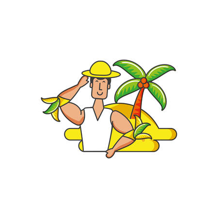 man brazilian dancer with beach vector illustration designのイラスト素材