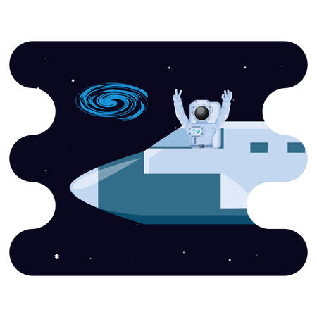 space astronaut with spaceship scene vector illustration designのイラスト素材