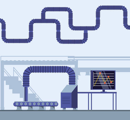 technified factory scene icon vector illustration designのイラスト素材