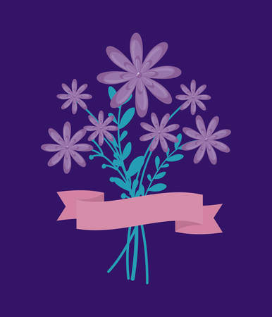 bouquet of flowers with ribbon vector illustration designのイラスト素材