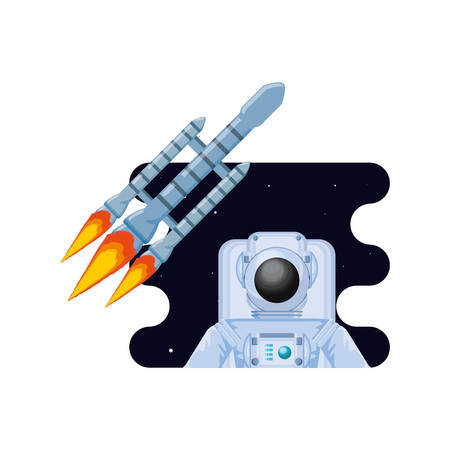 space astronaut with rocket vector illustration designのイラスト素材