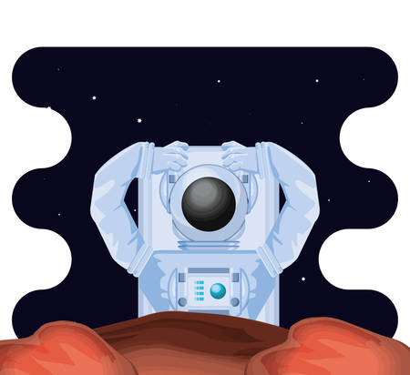 astronaut character in space scene vector illustration designのイラスト素材