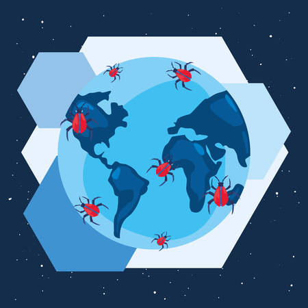 world virrus attack cyber security vector illustrationのイラスト素材