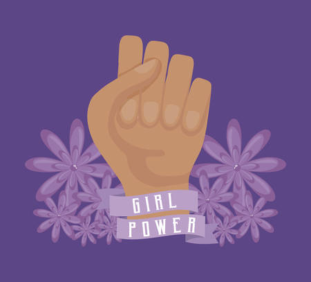 girl power celebration card with hand fist vector illustration designのイラスト素材