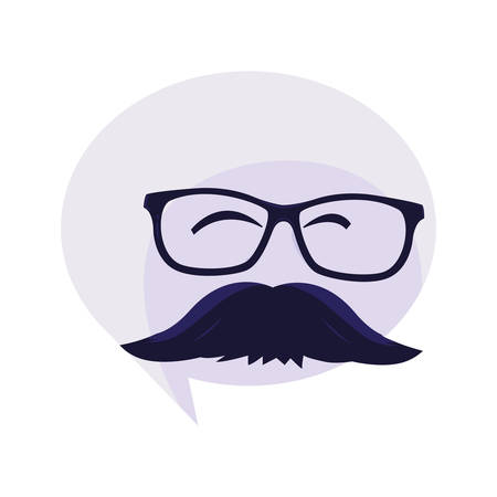 speech bubble with hipster mustache and glasses vector illustration designのイラスト素材