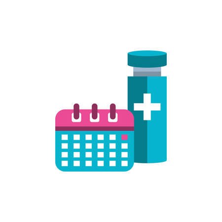 calendar reminder with bottle of medicine vector illustration designのイラスト素材