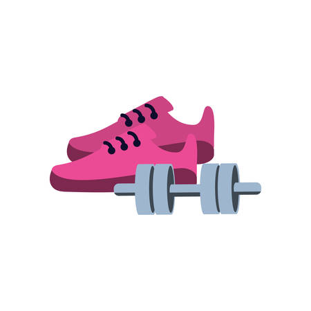 dumbbell with shoe sport isolated icon vector illustration designのイラスト素材