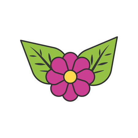 beautiful flower natural with leafs vector illustration designのイラスト素材