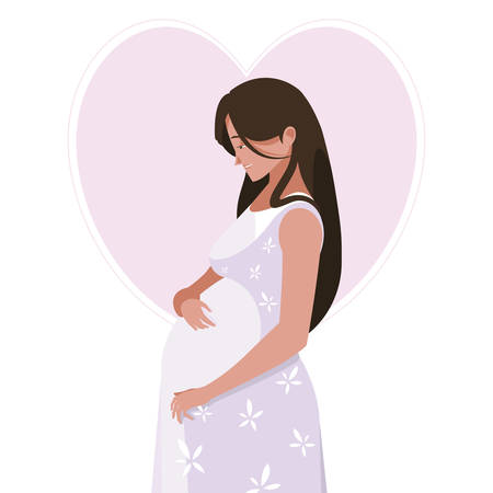beautiful pregnancy woman in heart character vector illustration designのイラスト素材