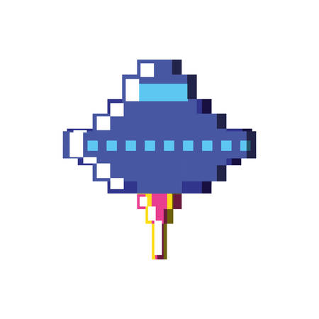 pixelated ufo game icon vector illustration designのイラスト素材