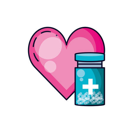 bottle of medicine with heart isolated icon vector illustration designのイラスト素材