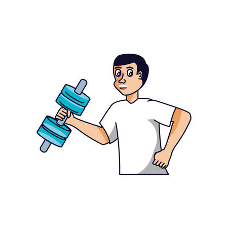man athletic with dumbbell avatar character vector illustration designのイラスト素材