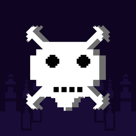 danger skull pixelated icon vector illustration designのイラスト素材